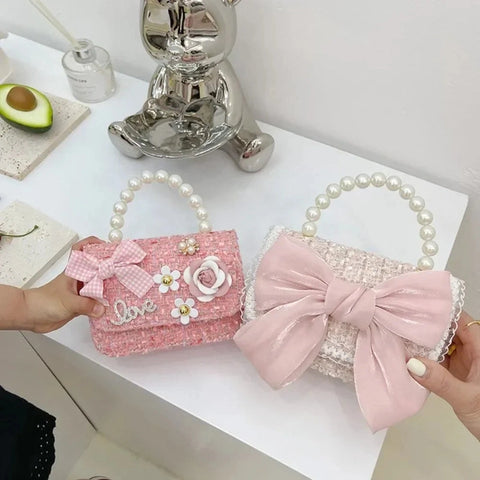 Little Princess Pearl Handheld Crossbody Bag for Girls
