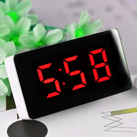 Mirror Table Clock with LED Light for Kids