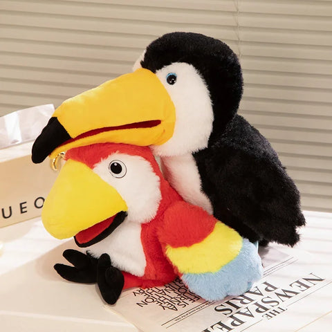 6-Style Toucan Hand Puppet Plush Toys – Parrot, Eagle, Peacock, Owl, Flamingo
