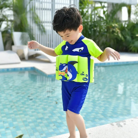 Boys Floating Shark Swimsuit – Kids' Summer Floating Rash Guard Swimwear