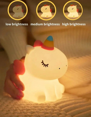 Cartoon Unicorn Night Lamp – Soft Silicone LED Night Light for Kids' Room