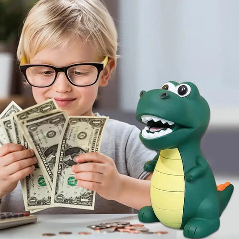 Large Capacity Dinosaur Piggy Bank – Durable Anti-Drop Coin Bank for Kids