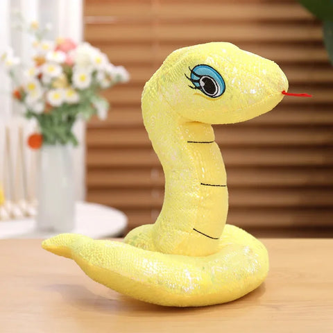 Simulated Sequin Fabric Plush Snake – Multicolour Soft Toy