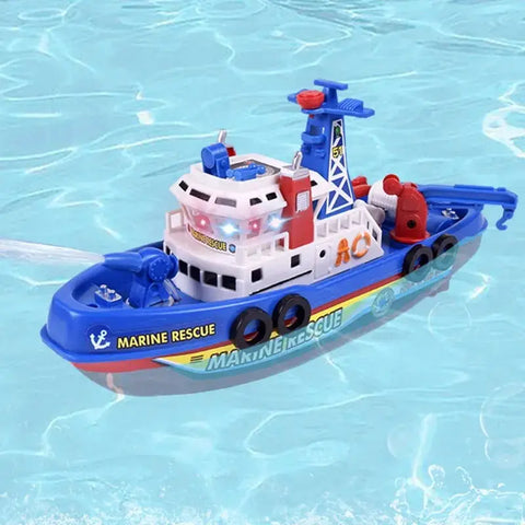 Marine Fireboat Bath Toy With Water Spray & LED Lights