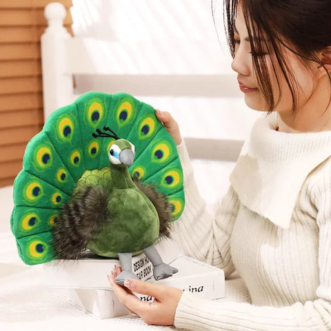 Creative Simulation Peacock Plush Toy – Beautiful Green and Blue Peacock Doll