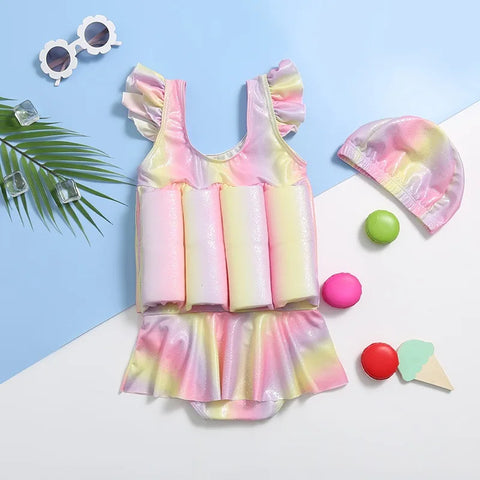 Rainbow Floating Swimsuit for Girls - Quick-Drying