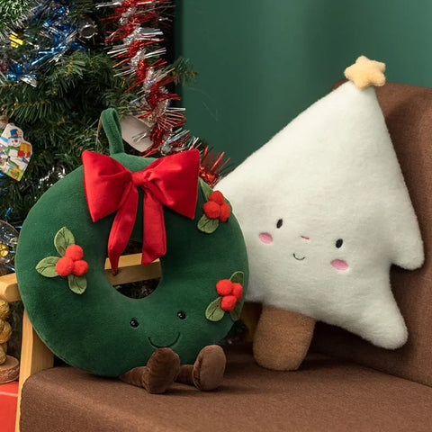 Christmas Gingerbread Plush Pillow – Festive Stuffed Cookie & Cabin Plushie