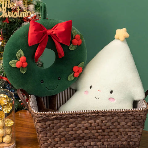 Christmas Gingerbread Plush Pillow – Festive Stuffed Cookie & Cabin Plushie