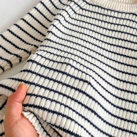Princess Knitted Sweater Dress – Girls Striped A-Line Party Dress
