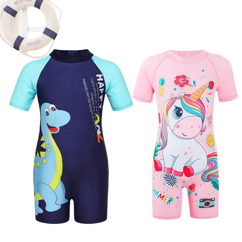 Short Sleeve One-piece Swimsuit for Girls and Boys