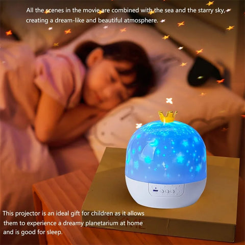 Crown Star Light Music Projection Lamp - Perfect Gift for Kids Room!