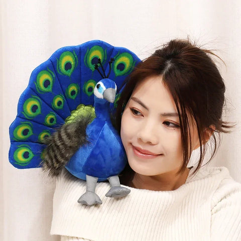 Creative Simulation Peacock Plush Toy – Beautiful Green and Blue Peacock Doll