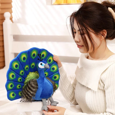 Creative Simulation Peacock Plush Toy – Beautiful Green and Blue Peacock Doll