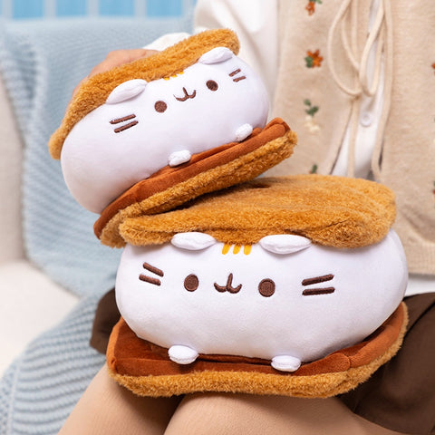Cute Chocolate Cookie Sandwich Fat Cat Plush Toy – Biscuit Cat Throw Pillow