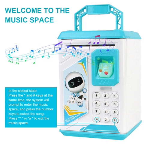 Fingerprint Piggy Bank – ATM-Style Money Box with Password & Music