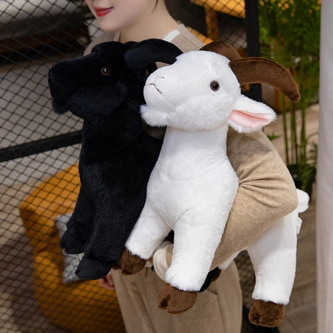 Lifelike Goat Simulation Stuffed Animal - White and Black Goat Plushie