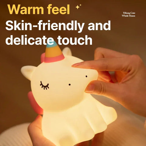Cartoon Unicorn Night Lamp – Soft Silicone LED Night Light for Kids' Room