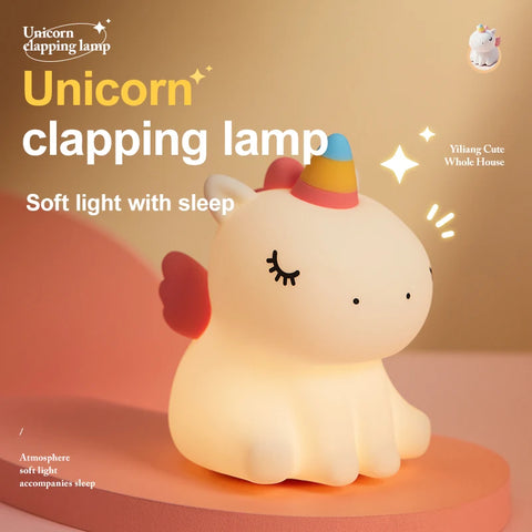 Cartoon Unicorn Night Lamp – Soft Silicone LED Night Light for Kids' Room