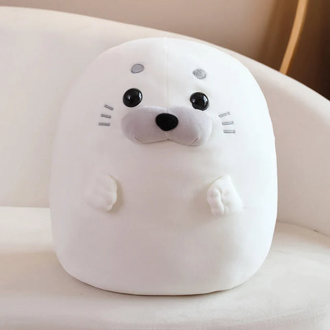 Cute Seal Plush Stuffed Animal – Kawaii Round Pillow Cushion Soft Toy