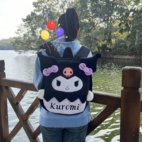 Cute Fluffy Plush Backpack for Girls – Cartoon Style and Large Capacity