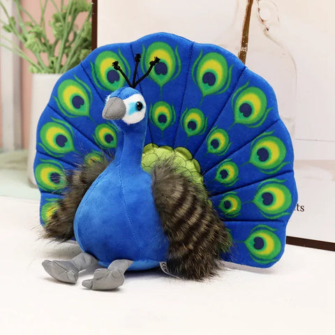 Creative Simulation Peacock Plush Toy – Beautiful Green and Blue Peacock Doll