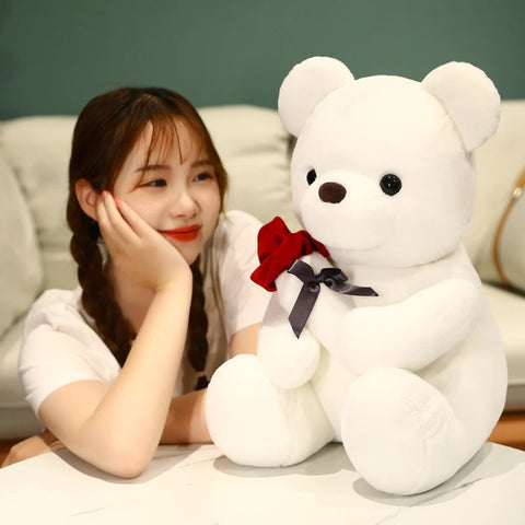 Cute Teddy Bear with Roses Plush Toy – Romantic Stuffed Doll