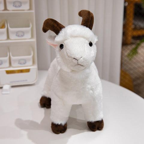 Lifelike Goat Simulation Stuffed Animal - White and Black Goat Plushie