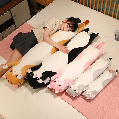 Long Cat Plush Toy – Soft Stuffed Pillow for Office Nap & Home Decor