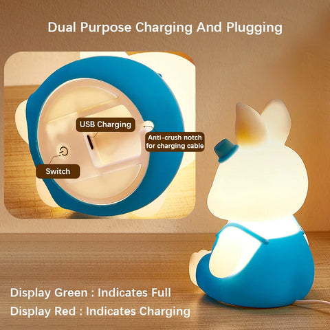 Cute Rabbit Kids Night Lights - 5 Colour Changing LED Silicone Lamp!