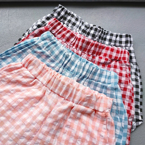 Girls' Plaid Shorts – Trendy Summer Split Shorts for Kids