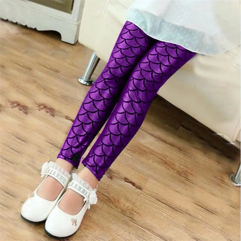Girls' Colorful Fish Scale Leggings – Stylish Spring & Summer Tights