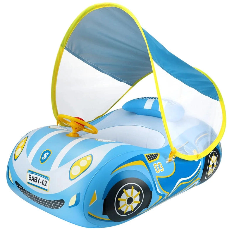 Safety Inflatable Car Swim Float with Canopy - For Safe and Fun Experience! Teeny Pandas