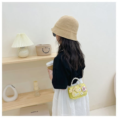 Little Princess Pearl Handheld Crossbody Bag for Girls