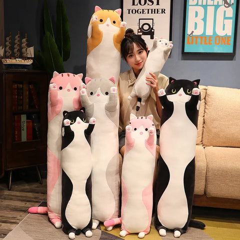 Long Cat Plush Toy – Soft Stuffed Pillow for Office Nap & Home Decor