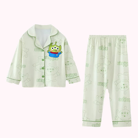 Kids Pajama Set – Soft Casual Lapel Cartoon Sleepwear for Autumn and Winter