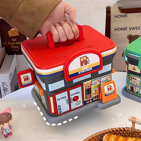 Store Shaped Money Box with Key Lock