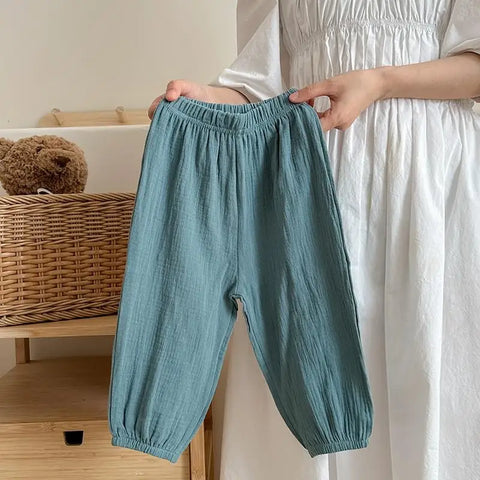Solid Color Anti-Mosquito Pants for Kids - Summer Casual Bloomers