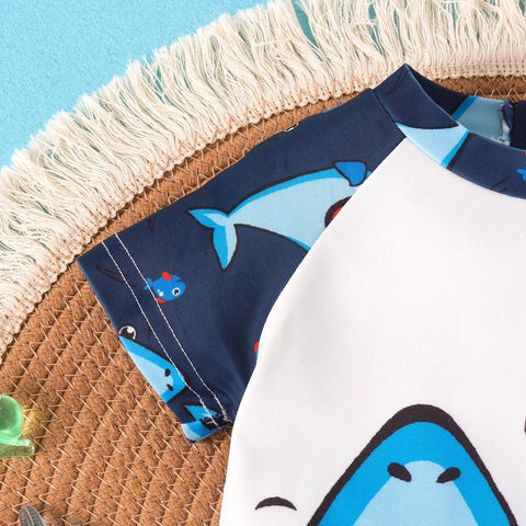 Cute Baby Shark Print Jumpsuit Swimsuit