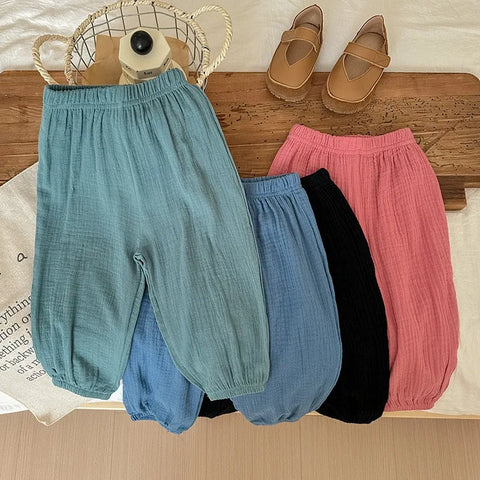 Solid Color Anti-Mosquito Pants for Kids - Summer Casual Bloomers