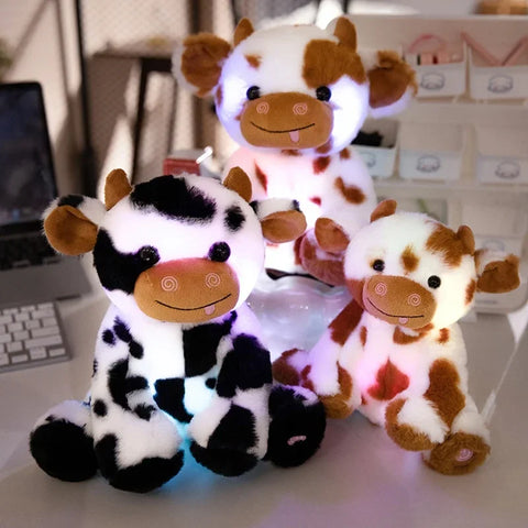 Kawaii Glowing Cow Plush Toy – LED Light-Up Stuffed Animal
