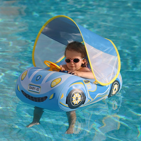 Safety Inflatable Car Swim Float with Canopy - For Safe and Fun Experience! Teeny Pandas