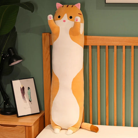 Long Cat Plush Toy – Soft Stuffed Pillow for Office Nap & Home Decor