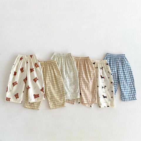 Cartoon Plaid Harem Pants for Kids - Summer Casual Loose Trousers
