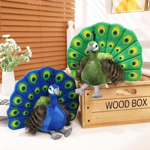 Creative Simulation Peacock Plush Toy – Beautiful Green and Blue Peacock Doll
