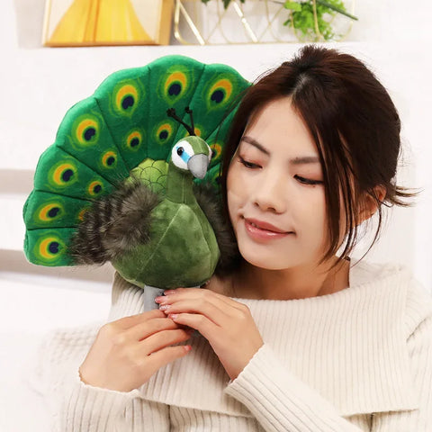 Creative Simulation Peacock Plush Toy – Beautiful Green and Blue Peacock Doll