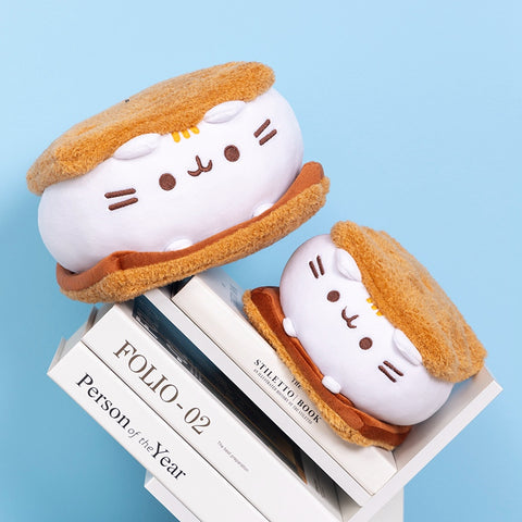 Cute Chocolate Cookie Sandwich Fat Cat Plush Toy – Biscuit Cat Throw Pillow