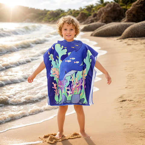 Hooded Beach Towel Cape for Kids