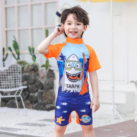 Short Sleeve One-piece Swimsuit for Girls and Boys
