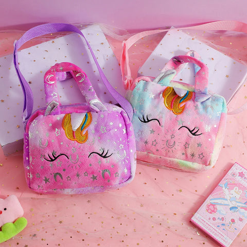 Plush Unicorn Crossbody Bag for Kids