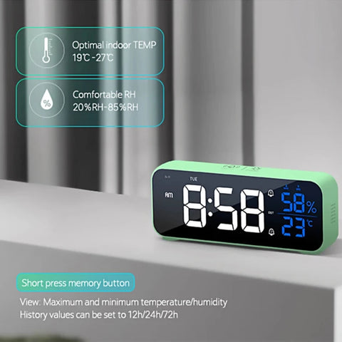 LED Digital Alarm Clock - With Voice Control & Temperature Display